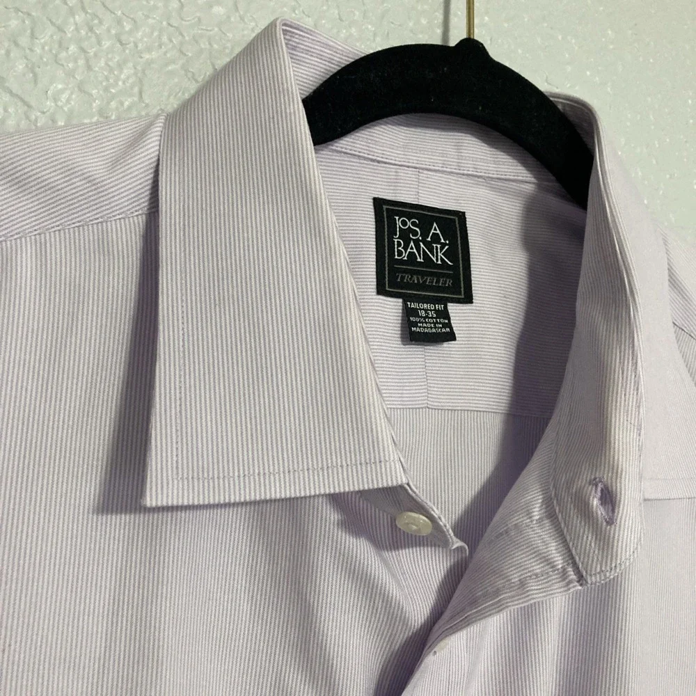 Jos A Bank Traveler Lavender Striped Long‎ Sleeve Button-Up w/Pocket - SZ 18-35